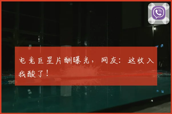 电竞巨星片酬曝光，网友：这收入我酸了！